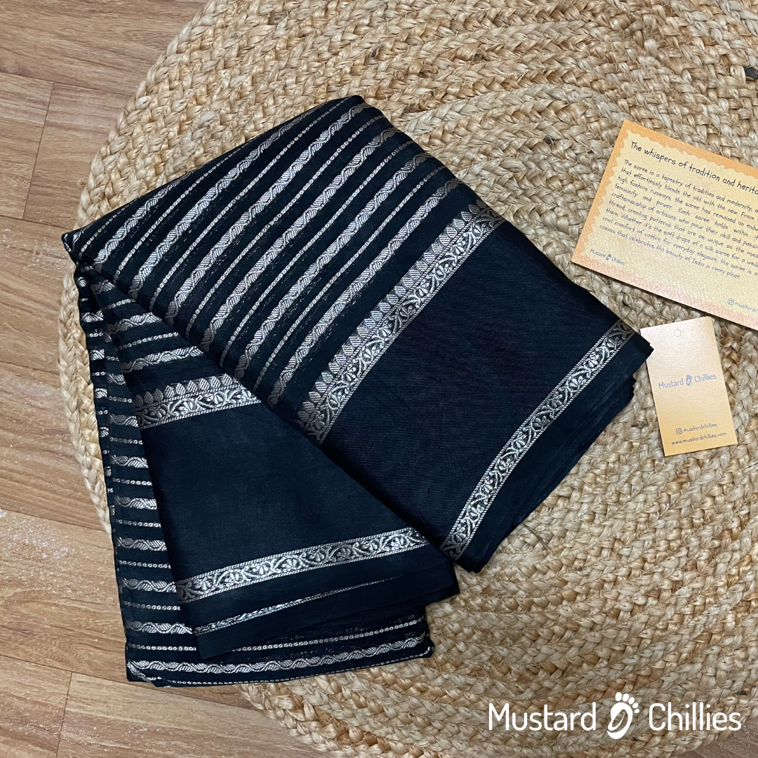 Khadi Warm Silk Saree (Black) and Blouse Piece