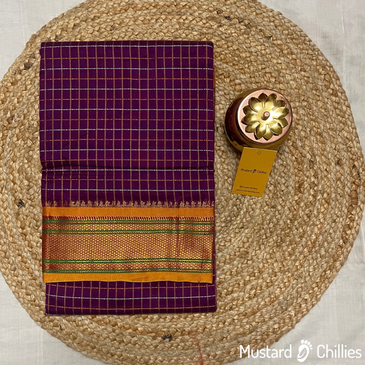 Karnataka Silk Saree With Paithani Border (Rani) and Blouse Piece
