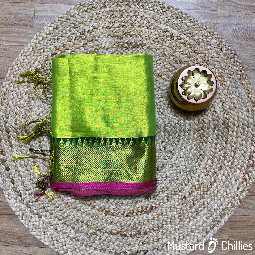 Soft Tissue Saree (Parrot Green) and Blouse Piece