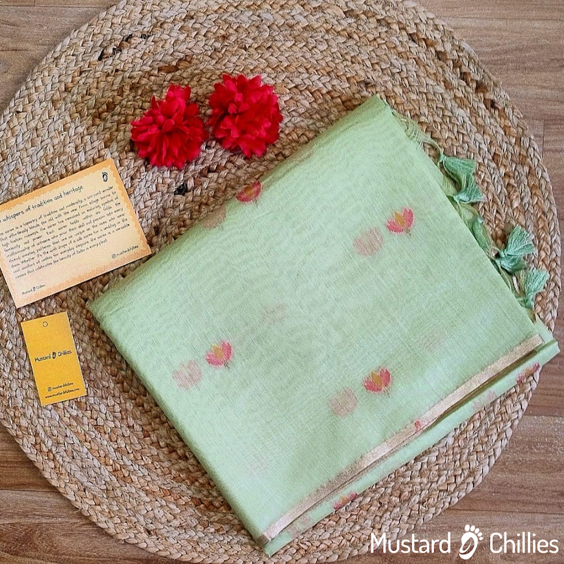 Chanderi Resham Saree (Green) and Blouse Piece