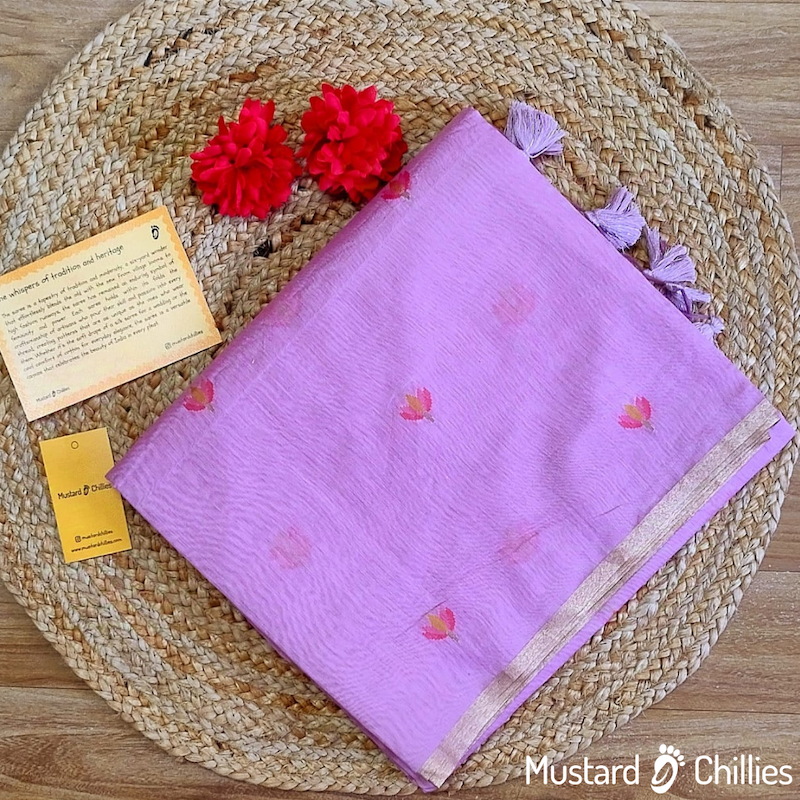Chanderi Resham Saree (Lavender) and Blouse Piece