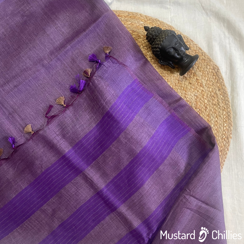 Bamboo Silk Saree (Deep Purple) and Blouse Piece