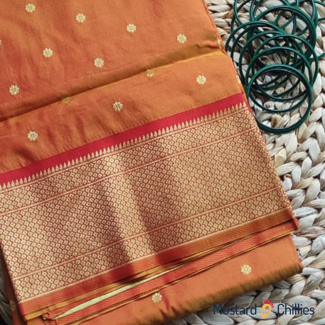 Kalanjali Paithani (Orange) and Blouse Piece