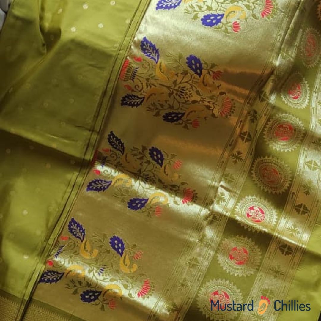 Kalanjali Paithani (Light Green) and Blouse Piece