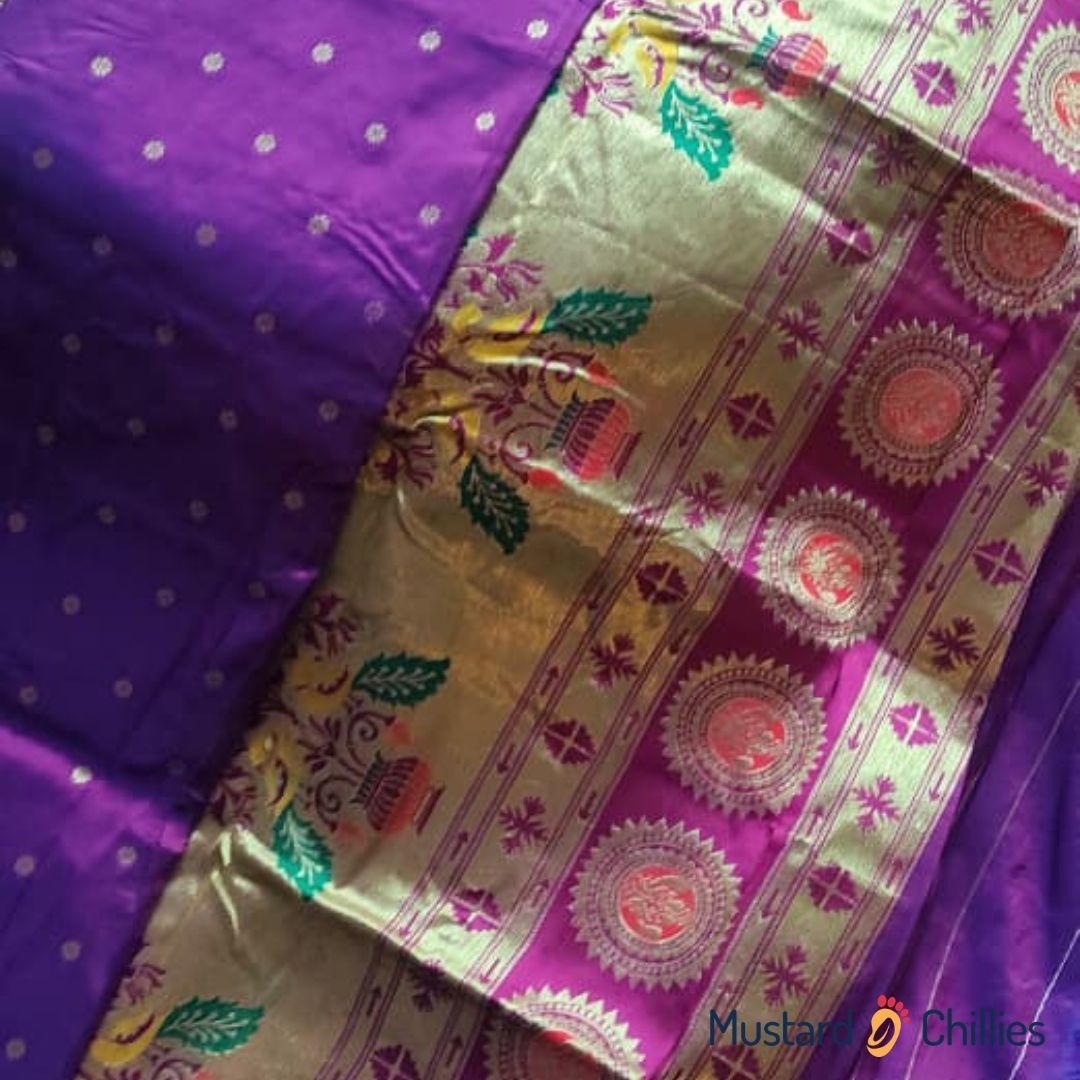 Kalanjali Paithani (Deep Purple) and Blouse Piece