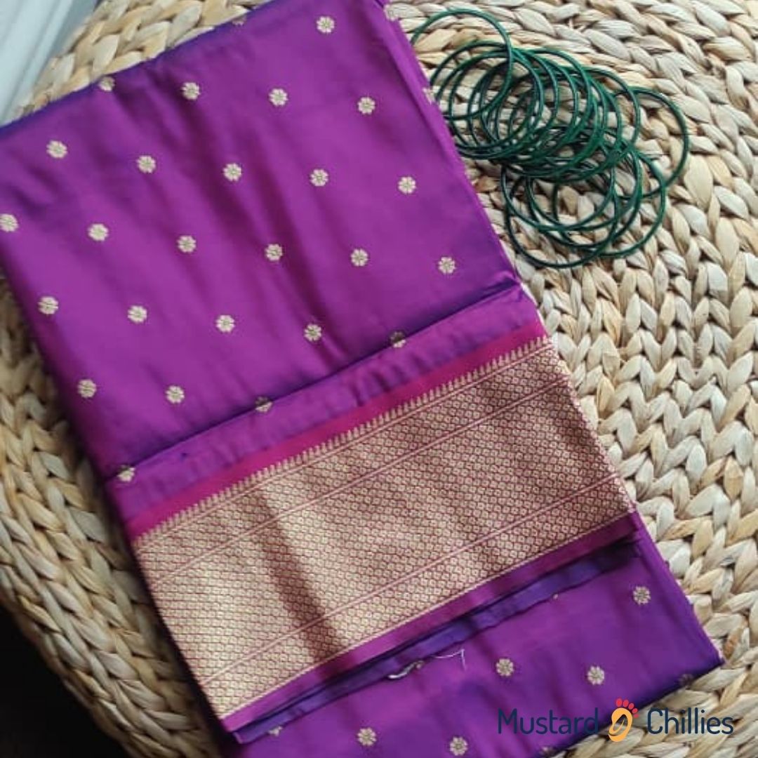 Kalanjali Paithani (Deep Purple) and Blouse Piece