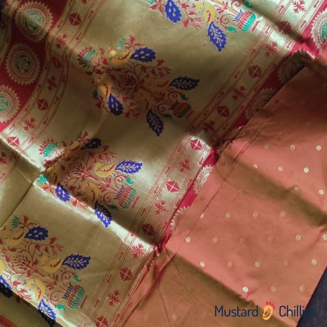 Kalanjali Paithani (Orange) and Blouse Piece
